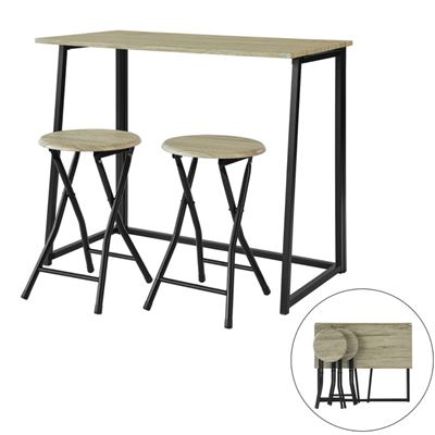 Set Mesa Alta de Bar y 2 Taburetes Mueble Plegable para Cocina SoBuy OGT18-N