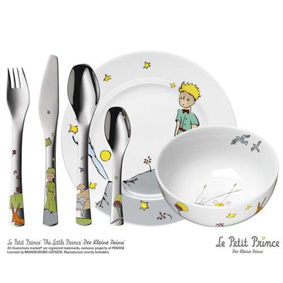 Wmf El Principito vajilla para niños 6 piezas incluye plato cuenco y cubertería tenedor cuchillo de mesa infantil