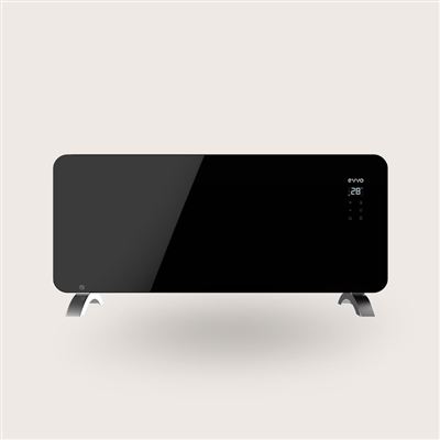 Radiador Eléctrico Evvo C1000 Cristal, Wifi, 2000w, Pantalla Táctil, Mando A Distancia Negro