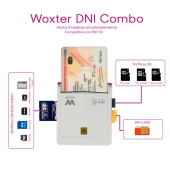 Lector de DNIe, Woxter Lector DNI Electrónico Combo Blanco, DNI 3.0, lector  de tarjetas - Lector de DNI - Los mejores precios