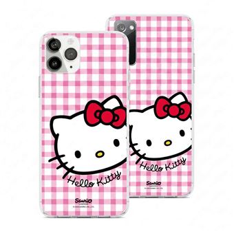Funda Oficial Hello Kitty para Samsung Galaxy S23 Ultra - Carcasa de Silicona La Casa de las Carcasas - Diseño Vichy - 1