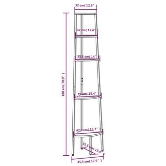 vidaXL Estantería esquina 5 niveles madera contrachapada y acero