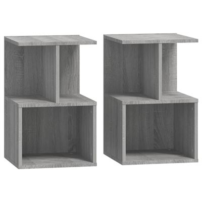Vidaxl Gris Mesitas Noche 2 Uds Madera Contrachapada Sonoma 35X35x55cm