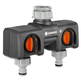 Conector de grifo doble Gardena, Negro y Naranja 8193-20 - 1