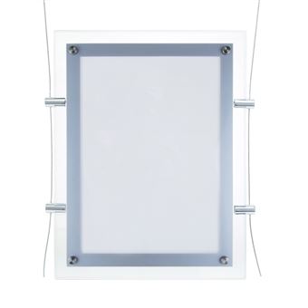 Marco cuadro iluminado por LED PrimeMatik, A4 313x365mm doble cara de metacrilato para cartel anuncio letrero