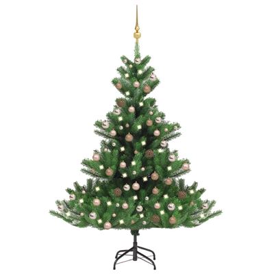 Árbol de Navidad vidaXL artificial Nordmann Fir LED bolas verde 240 cm 16 kg