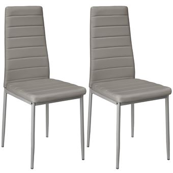 2 sillas de comedor de poli piel, Gris