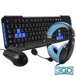 Teclado USB PC USB Kit Raton y Auriculares Stereo 3GO Kit CombodrileH