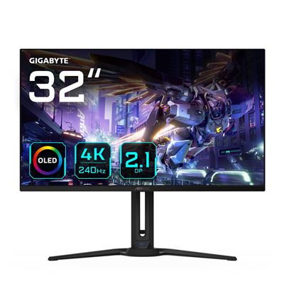 Monitor Gigabyte Oled Aorus Fo32U2P De 32” - 3840 X 2160 (Uhd), 240Hz, 0.03Ms, 250 Cd/M², Kvm, Freesync Premium Pro, Displayhdr True Black 400, Displa