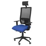 Silla de Oficina ergonómica Piqueras y Crespo Modelo Horna con cabecero tejido Bali azul