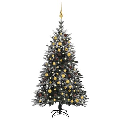 Árbol de Navidad vidaXL con LED bolas y nieve flocada PVC y PE 180 cm