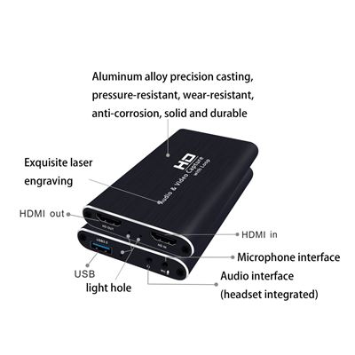 Capturadora de Video USB 3.0 HDMI Capture con Audio y Micrófono 4K