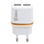 Cargador de enchufe 2x puertos USB 2.1A + 1A Carga rápida Inkax, Blanco