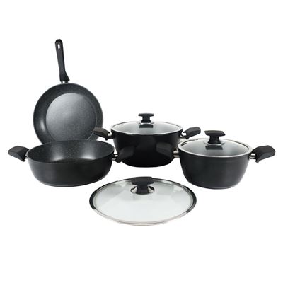 Batería De Cocina Serenk Excellence Negro, Granito Resistente, 7 Piezas