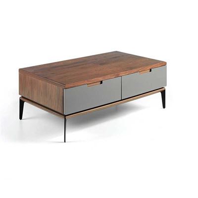 Momma Home Mesa De Centro Rectangular Mdf Club Con Chapa De Nogal 120X70x44cm