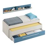 Cama dobje juvenil Compacta Habitdesign WIC + estante Blanco Alpes - Azul