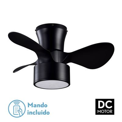 Ventilador De Techo Fabrilamp Led Kos Regulable Con Control Remoto 24w 3cct 2390lm Ip20 Ø60cm Negro