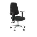 PIQUERAS Y CRESPO Modelo Elche - Silla de oficina ergonómica con mecanismo sincro y regulable en altura - Asiento y respaldo tapizados en tejido BALI color negro - Brazos regulables - Espuma viscoelástica - USO INTENSIVO 24 HORAS