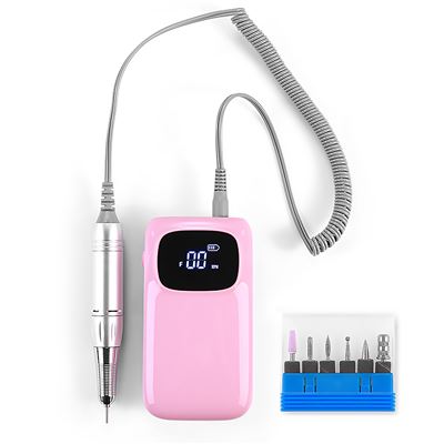 Pulidora De Uñas Dam De 25w Batería Recargable 35.000rpm Incluye 6 Cabezale Pulido Y 6 Limas Rosa Claro