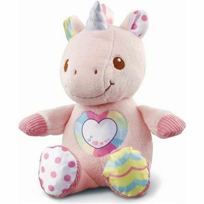 Vtech – Peluche de unicornio musical y parlante bebé fr baby licorne 81051 rosa +1