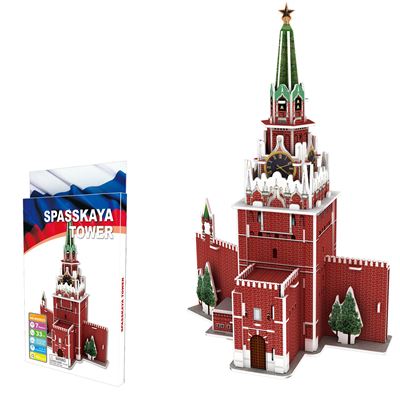 Puzle 3d Dam Torre Spásskaya En Moscú 28 Piezas Rojo