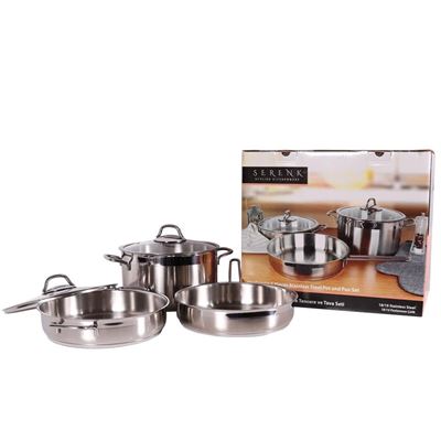 Batería De Cocina Serenk Modernist Plateado, Acero Inoxidable, 5 Piezas
