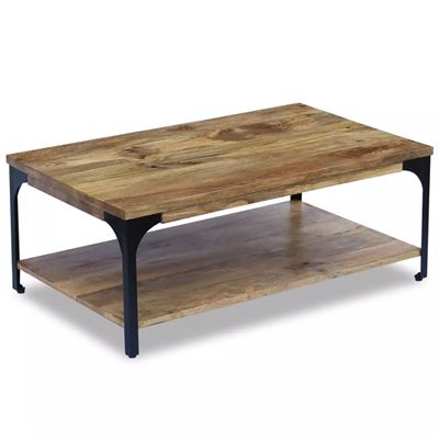 Vidaxl Mesa De Centro Madera De Mango Y Marco De Acero 100X60x38 Cm