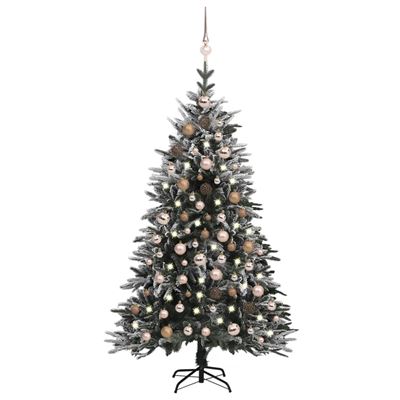 Árbol de Navidad vidaXL con LED bolas y nieve flocada 180 cm PVC y PE 6,33 kg