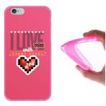Funda iPhone 6 6S, WoowCase Funda Silicona Gel Flexible Corazón - I Love You With Every Pixel Of My Heart, Carcasa Case - Rosa