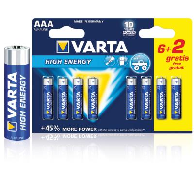 Pilas Alcalinas Aaa/lr03 1.5 V High Energy en Blíster de 6+2 pcs