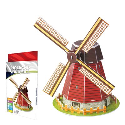 Puzle 3d Dam De Cartón De Un Molino Holandés 20 Piezas Rojo