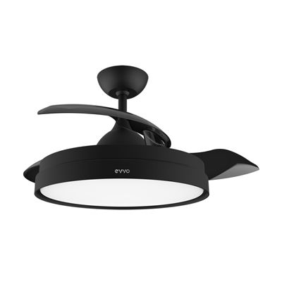 EVVO Ventilador Techo Retráctil con luz, Aspas retráctiles, Ø107cm, 40W, 6 Velocidades, Temporizador 8h, Invierno-Verano,IP44