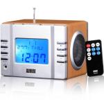 August Mb300 Radiodespertadores sistema con altavoz fm reloj alarma sleep timer despertador leer mp3 tarjeta sd jack 3.5mm telecomando reproductor lector y grabador