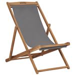 Silla de playa plegable vidaXL de madera maciza de teca gris