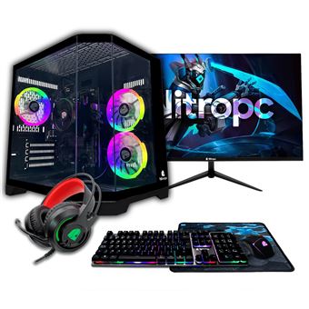 PC Gaming NitroPC Pack Bronze Plus Negro – AMD Ryzen 5 5655G, Radeon Graphics, 16GB DDR4, 1 TB M2, Win11 Pro, Accesorios + Monitor 24"" FHD 165Hz IPS – Listo para jugar - 1