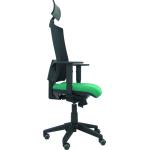 PIQUERAS Y CRESPO Modelo Horna - Silla de oficina ergonómica con mecanismo sincro y regulable en altura - Respaldo alto de malla transpirable con cabecero y asiento tapizado en tejido BALI color verde
