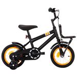 Bicicleta niños y portaequipajes delantero vidaXL 12"" negro y naranja