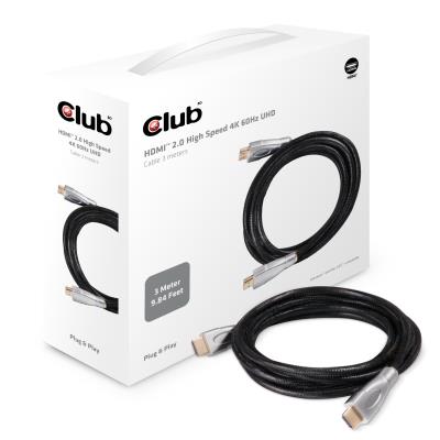 Club 3D Cable HDMI 2.0 4K Premium 3m Negro - Imagen 2