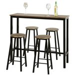 Juegos de 1 Comedor Mesa Alta y 4 Taburetes de Bar SoBuy OGT22-SCH Negro MDF