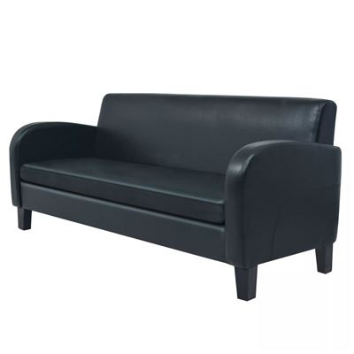 Vidaxl Negro Sofá 3 Plazas Cuero Artificial