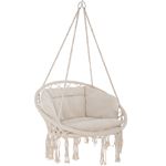 Silla Suspensa Tectake grazia beige acero 80x72x125 cm colgante 800708 interior exterior asiento 60 robusto incl. cojin grande 403205