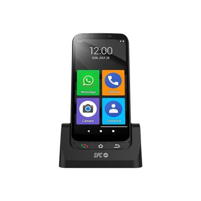 SPC Zeus 4G Pro Android para mayores, botón SOS, base de carga y