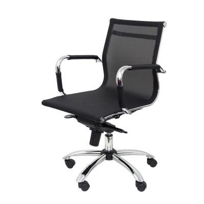 PIQUERAS Y CRESPO Modelo Chinchilla - Silla de oficina ergonómica con mecanismo basculante multiposición y regulable en altura - Respaldo y asiento de malla color negro