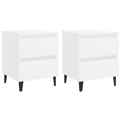 Vidaxl Blanco Mesitas De Noche 2 Uds Aglomerado 40X35x50cm