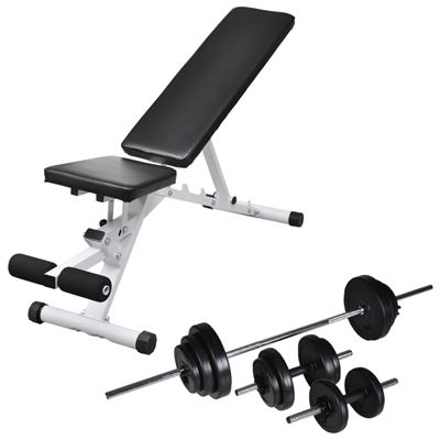 Banco De Ejercicios Con Juego De Pesas Y Mancuernas 30,5 Kg, Vidaxl