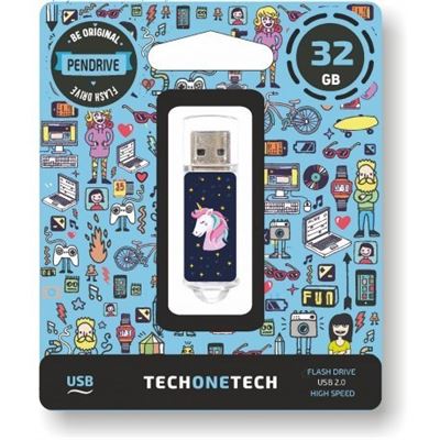 Pendrive TECH ONE TECH Unicornio dream 32 GB USB tipo A 2.0 azul transparente - Imagen 2