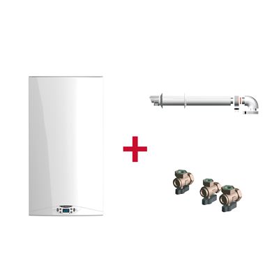 Caldera De Condensación Ariston Hs Premium 30 + Kit De Tres Grifos + Kit Salida De Humos Clase Energetica A