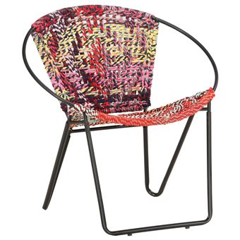 Silla circular chindi de tela vidaXL multicolor - 1