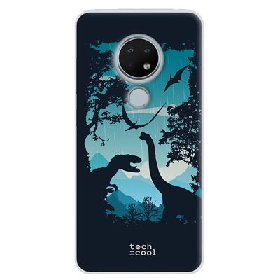 Funda de silicona TechCool para Nokia 6.2 Diseño pelicula Jurassic world dinosaurios fondo azul
