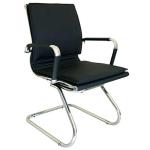 PIQUERAS Y CRESPO Modelo Alcaraz patín - Silla de oficina ergonómica confidente/espera con patín cromado - Asiento y respaldo tapizados en similpiel color negro